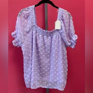 wild fable Lavender Puff-Sleeve Swiss Dot Blouse